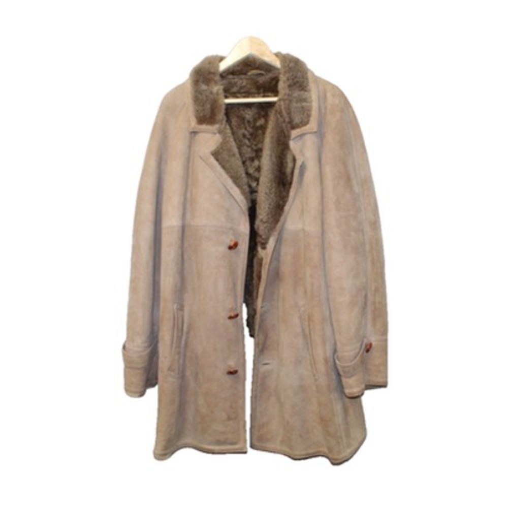 Wallace Sacks Sheepskin Coat Mens L Tan Brown Good Vintage Shearling Jacket